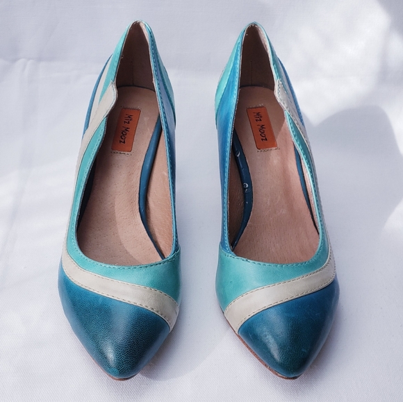 Miz Mooz Shoes - Miz Mooz Milan Striped Turquoise/ivory pump heels